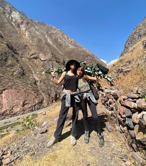 Two team members posing on their hike in Nepal - GapGuru